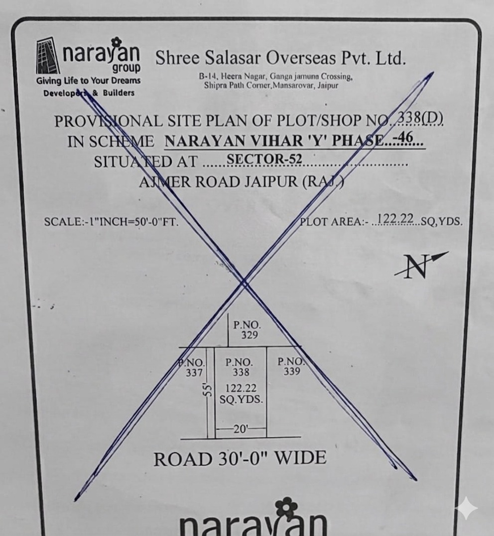 Plot in Bharat Mata Circle se only 1.5 KM Distance, Ganga Kotecha Building ke Just piche 100 ft Road per