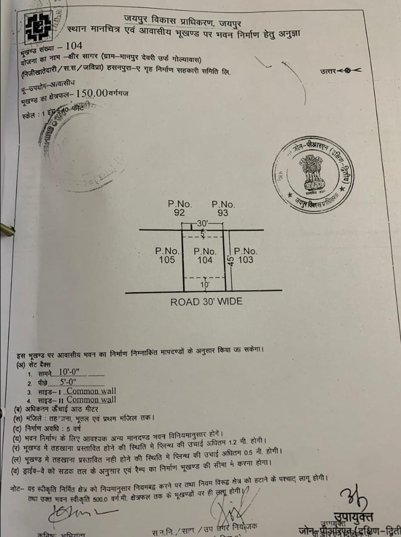 Plot in Patrkar Colony, Mahimha Florenza Ke back side